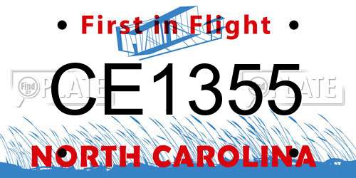 CE1355 North Carolina License Plate