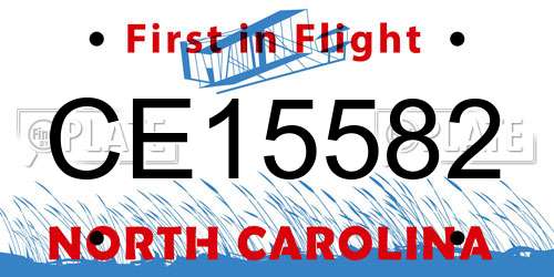 CE15582 North Carolina License Plate