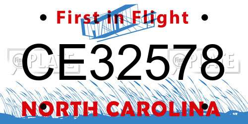 CE32578 North Carolina License Plate