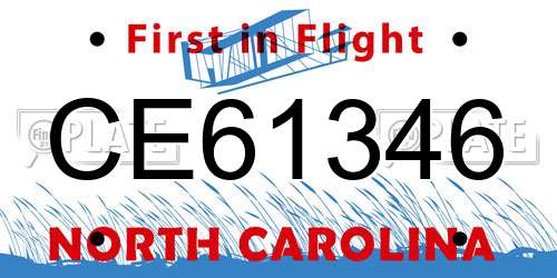 CE61346 North Carolina License Plate