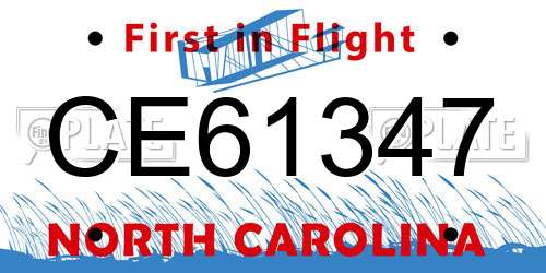 CE61347 North Carolina License Plate