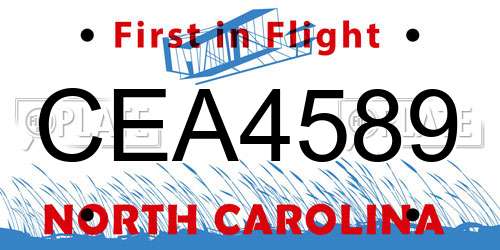 CEA4589 North Carolina License Plate