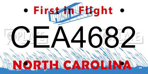 CEA4682 North Carolina License Plate