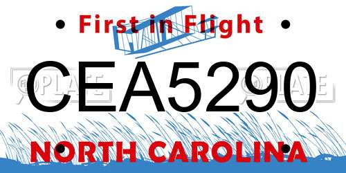CEA5290 North Carolina License Plate