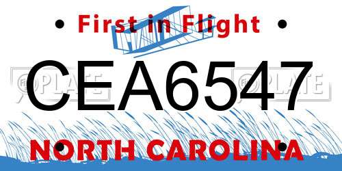 CEA6547 North Carolina License Plate