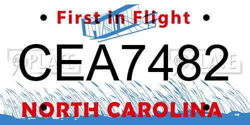 CEA7482 North Carolina License Plate
