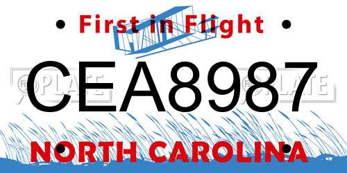 CEA8987 North Carolina License Plate