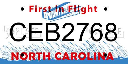 CEB2768 North Carolina License Plate