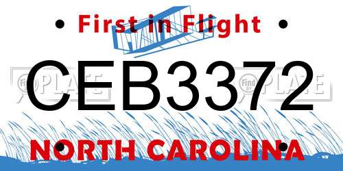 CEB3372 North Carolina License Plate