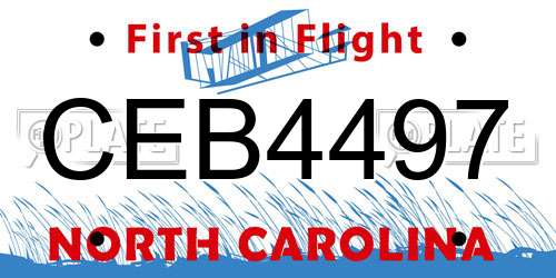 CEB4497 North Carolina License Plate