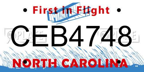 CEB4748 North Carolina License Plate