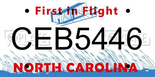 CEB5446 North Carolina License Plate