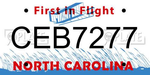 CEB7277 North Carolina License Plate