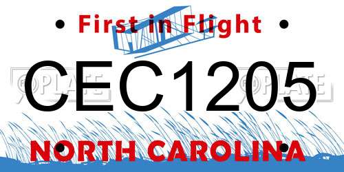 CEC1205 North Carolina License Plate