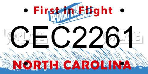CEC2261 North Carolina License Plate