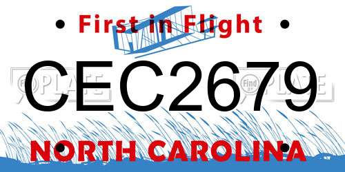 CEC2679 North Carolina License Plate