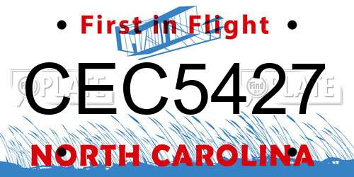 CEC5427 North Carolina License Plate