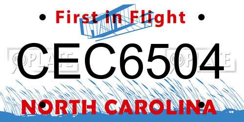 CEC6504 North Carolina License Plate