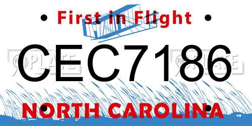 CEC7186 North Carolina License Plate