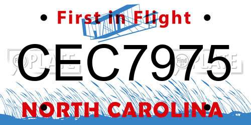 CEC7975 North Carolina License Plate