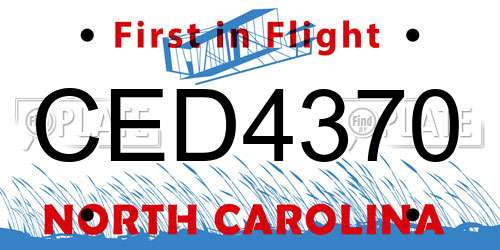 CED4370 North Carolina License Plate