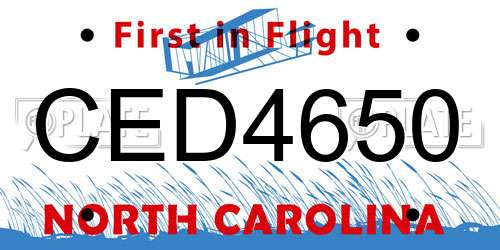 CED4650 North Carolina License Plate