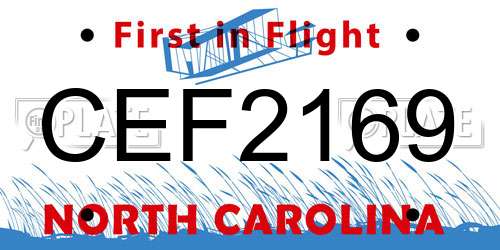 CEF2169 North Carolina License Plate
