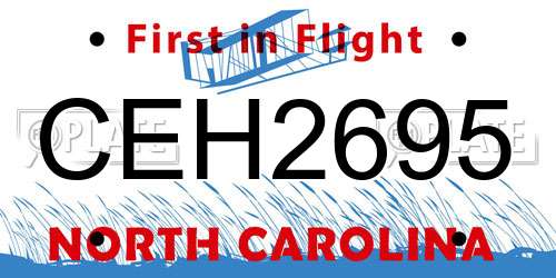 CEH2695 North Carolina License Plate
