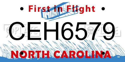 CEH6579 North Carolina License Plate