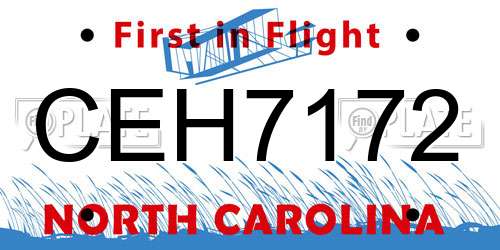 CEH7172 North Carolina License Plate