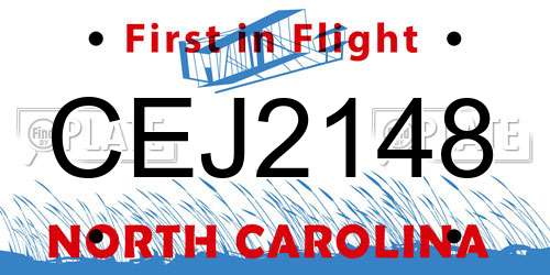 CEJ2148 North Carolina License Plate