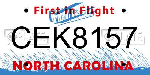 CEK8157 North Carolina License Plate