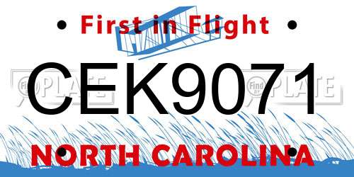 CEK9071 North Carolina License Plate