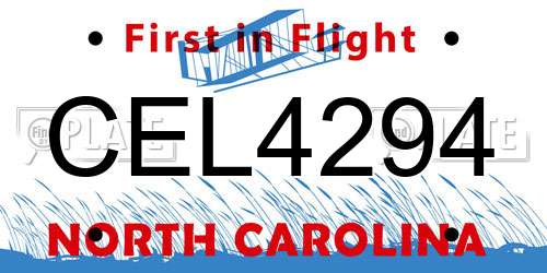 CEL4294 North Carolina License Plate