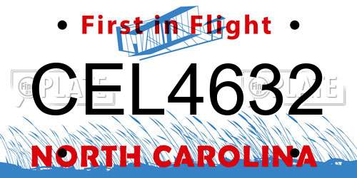 CEL4632 North Carolina License Plate