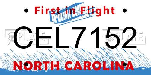 CEL7152 North Carolina License Plate