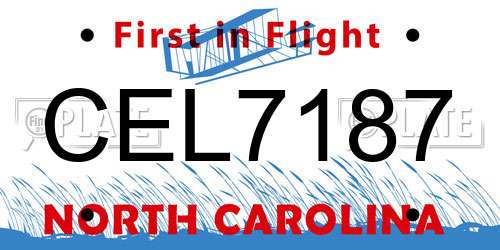 CEL7187 North Carolina License Plate