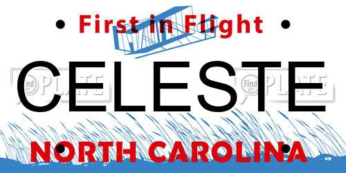 CELESTE North Carolina License Plate
