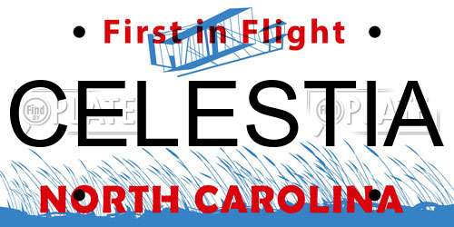 CELESTIA North Carolina License Plate