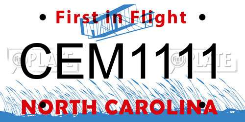 CEM1111 North Carolina License Plate