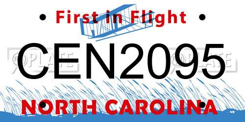 CEN2095 North Carolina License Plate