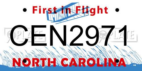 CEN2971 North Carolina License Plate