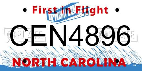CEN4896 North Carolina License Plate