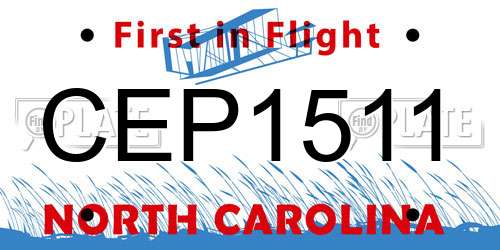 CEP1511 North Carolina License Plate