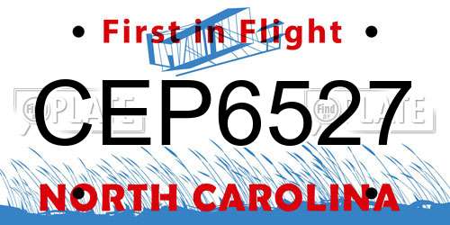 CEP6527 North Carolina License Plate