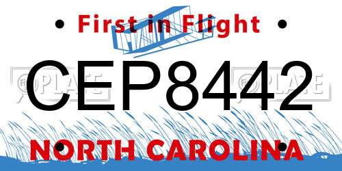 CEP8442 North Carolina License Plate