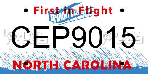 CEP9015 North Carolina License Plate