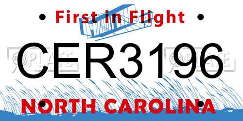 CER3196 North Carolina License Plate