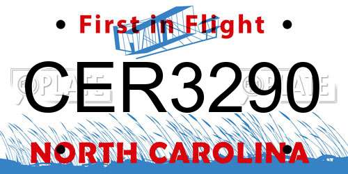 CER3290 North Carolina License Plate