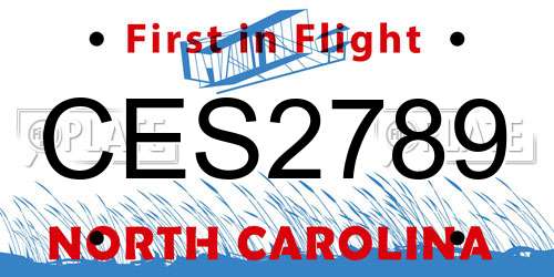 CES2789 North Carolina License Plate